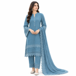 Ice Blue Lace Work 3-Piece Suit